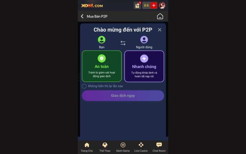 Thời gian nạp/ rút tiền ảo nhanh chóng
